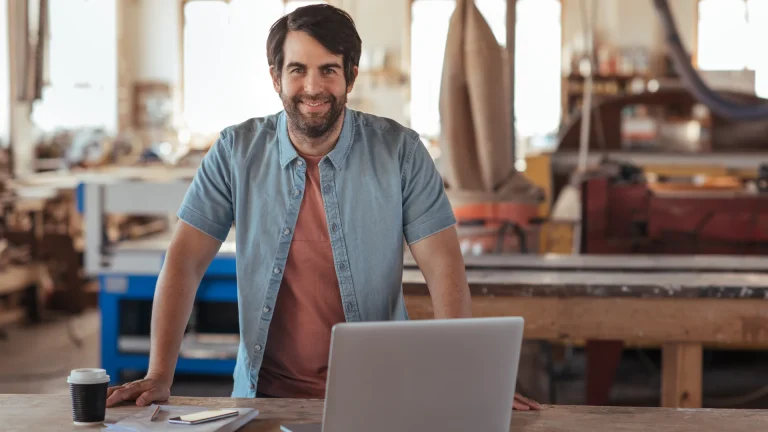 Man smiling as Business buyers