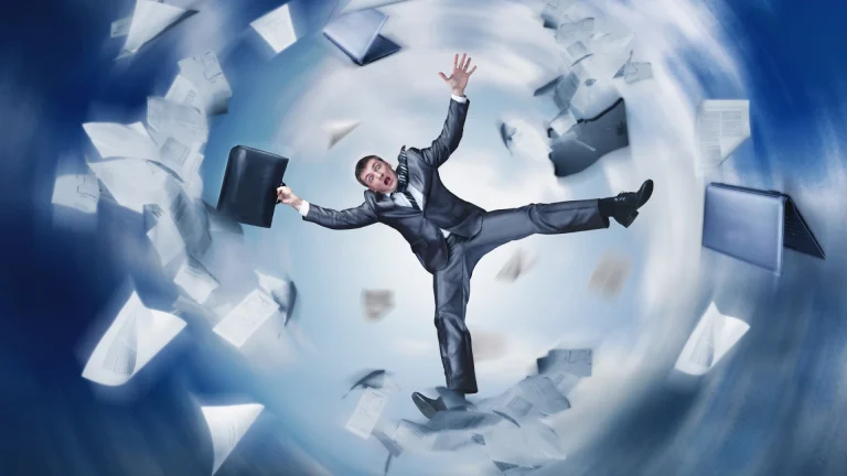 Man falling down because of product liability